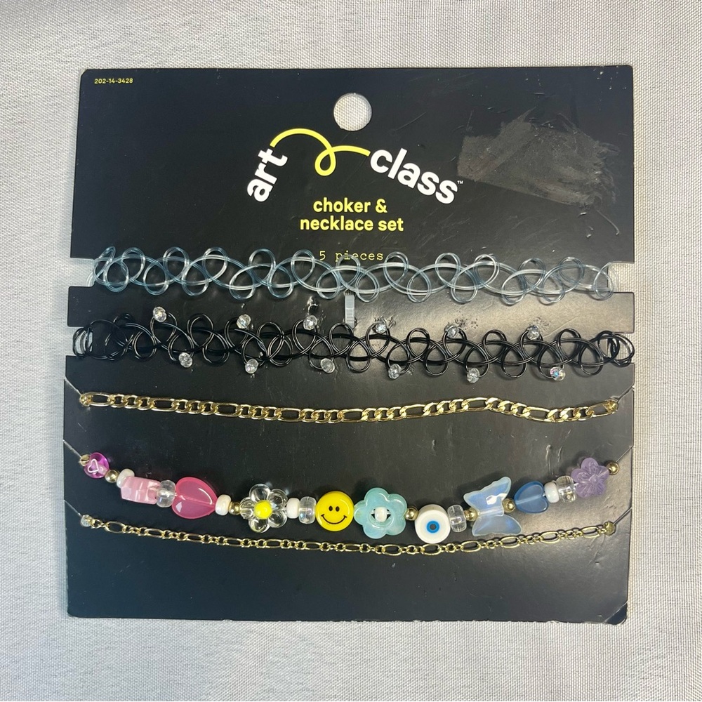 3/$15* Art Class Choker and Necklace Set with Black and Gold Chains